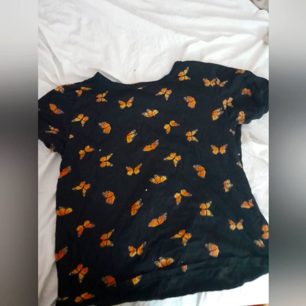 Black and orange butterfly shirt